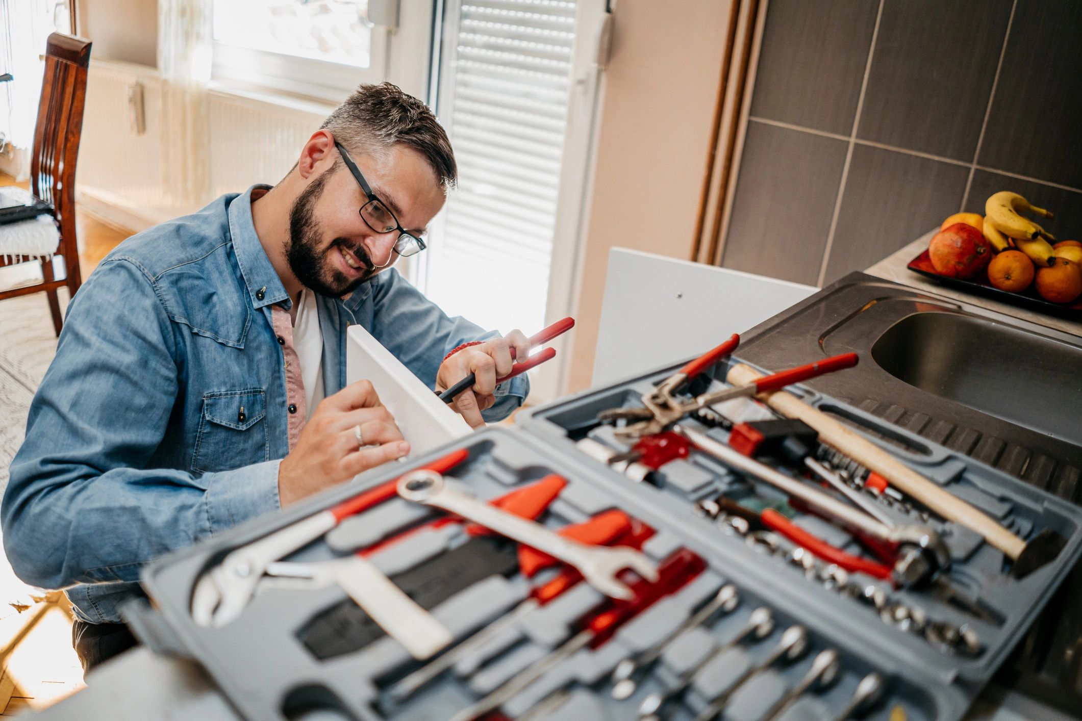 Maintenance technician inspecting a building system
